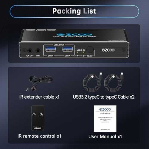 Нов KVM Превключвател 2 Лаптопа 1 Монитор 4K 120Hz USB-C HDMI 2.1