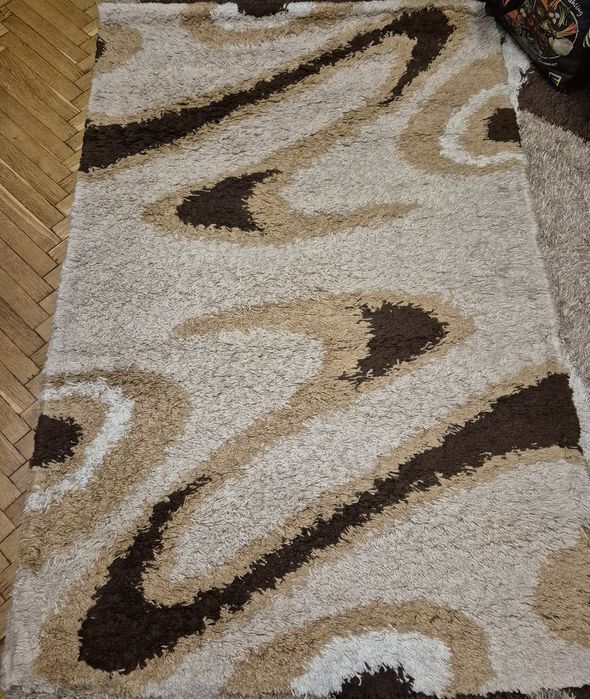 Килим тип "Шаги" в бежово, кафяво и екрю. Размер 120/180 см