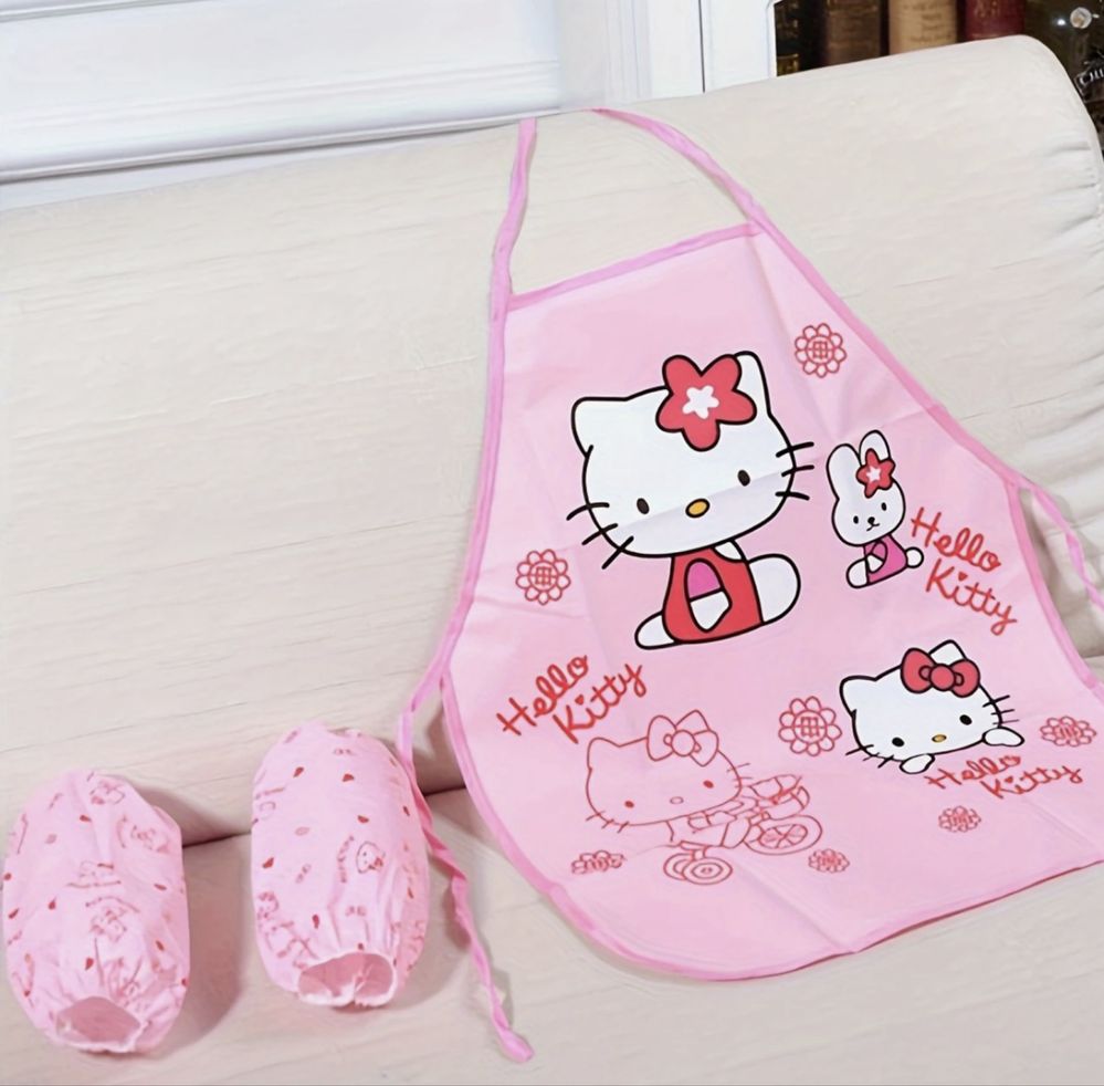 Hello Kitty Престилка с ръкави , сладък дизайн за кухня и рисуване