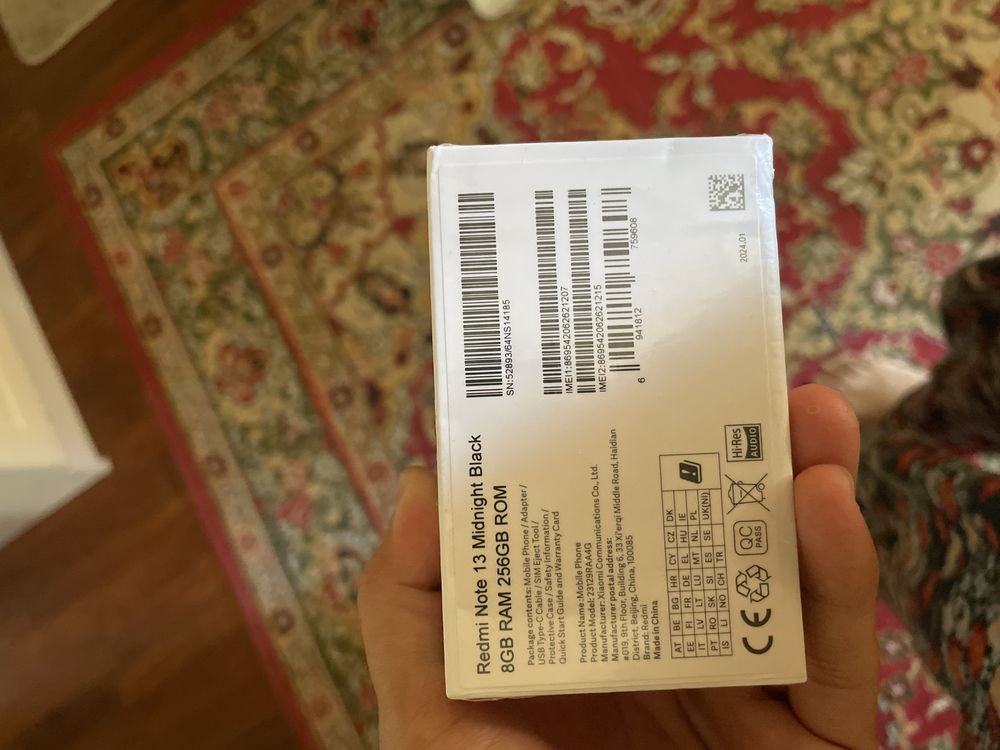 Red mi note 13 8/256 black srochna sotilvotti yengi upakovka ochilmaga