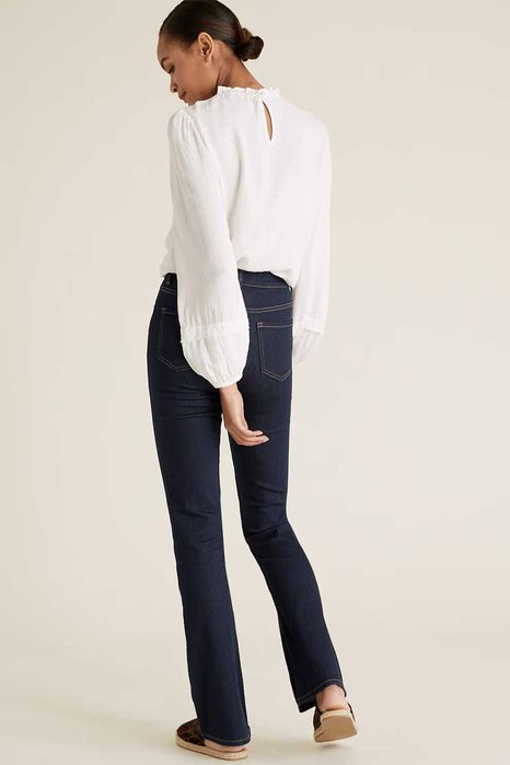 Blugi M&S “Eva” bootcut, talie înaltă, albastru închis–stil slim flare