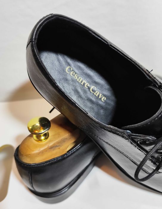 Pantofi derby 40 41 plain toe Cesare Cave piele naturala moale