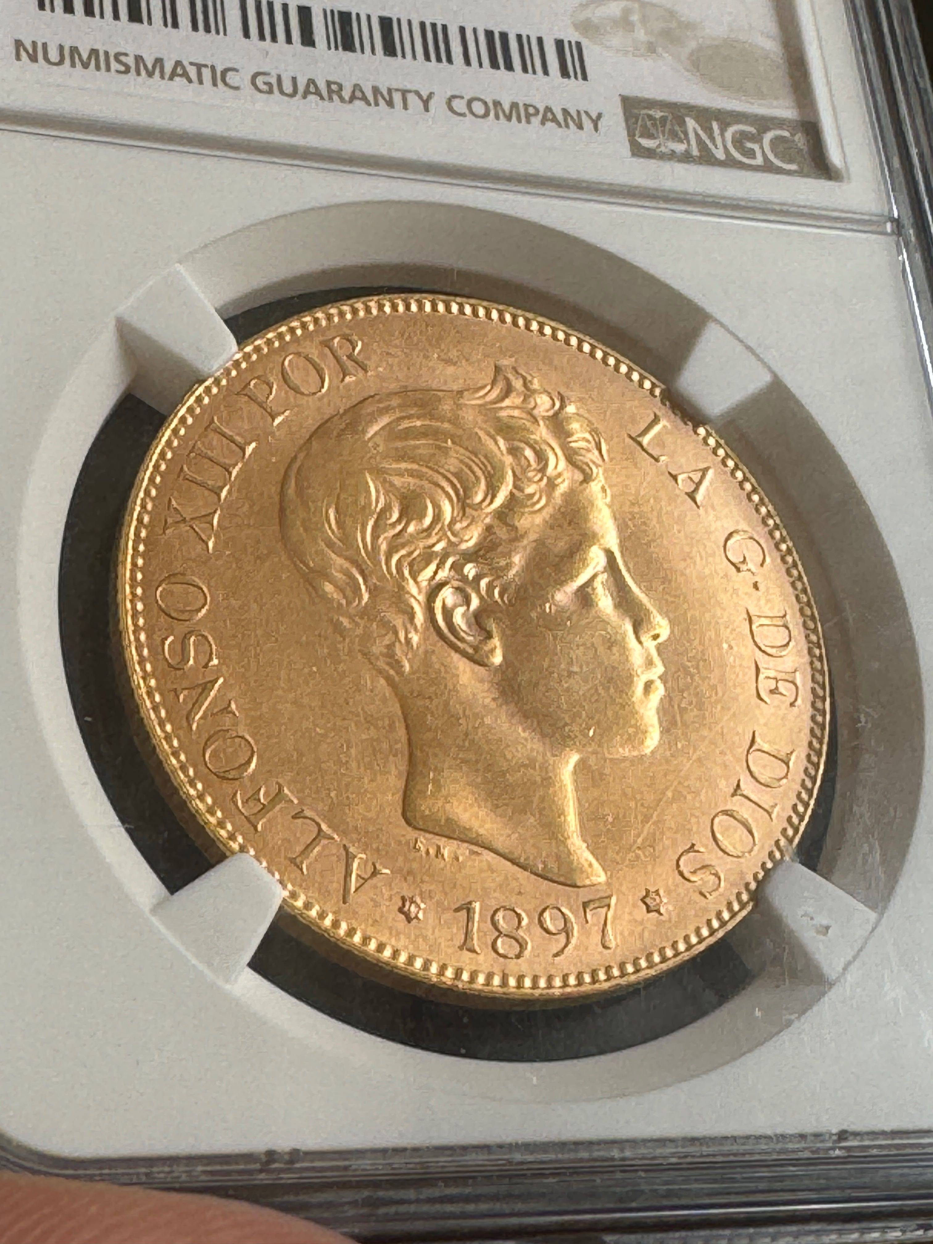 Рядка Златна Монета 100 Песети Испания 1962; NGC MS64;