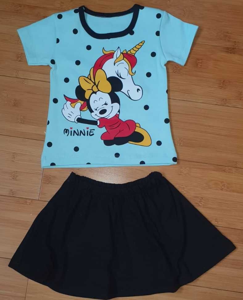 Set fata turcoaz 2 piese tricou si fusta Disney Minnie Unicorn 2 ani