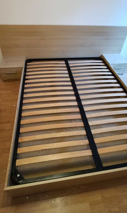 [URGENT] Pat dublu 160x200 noptiere somiera LED optional, saltea cadou