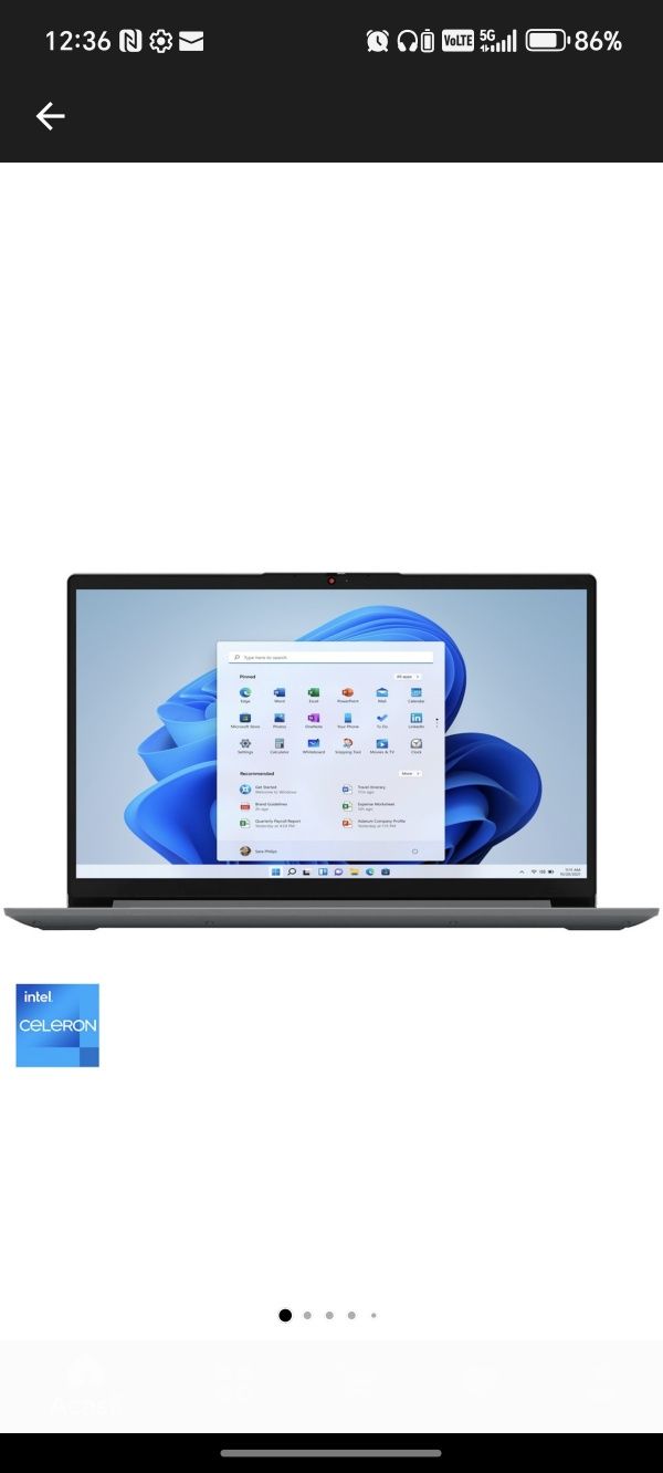 Laptop Lenovo IdeaPad 1 15IJL7 cu procesor Intel® Celeron® N5100 pana