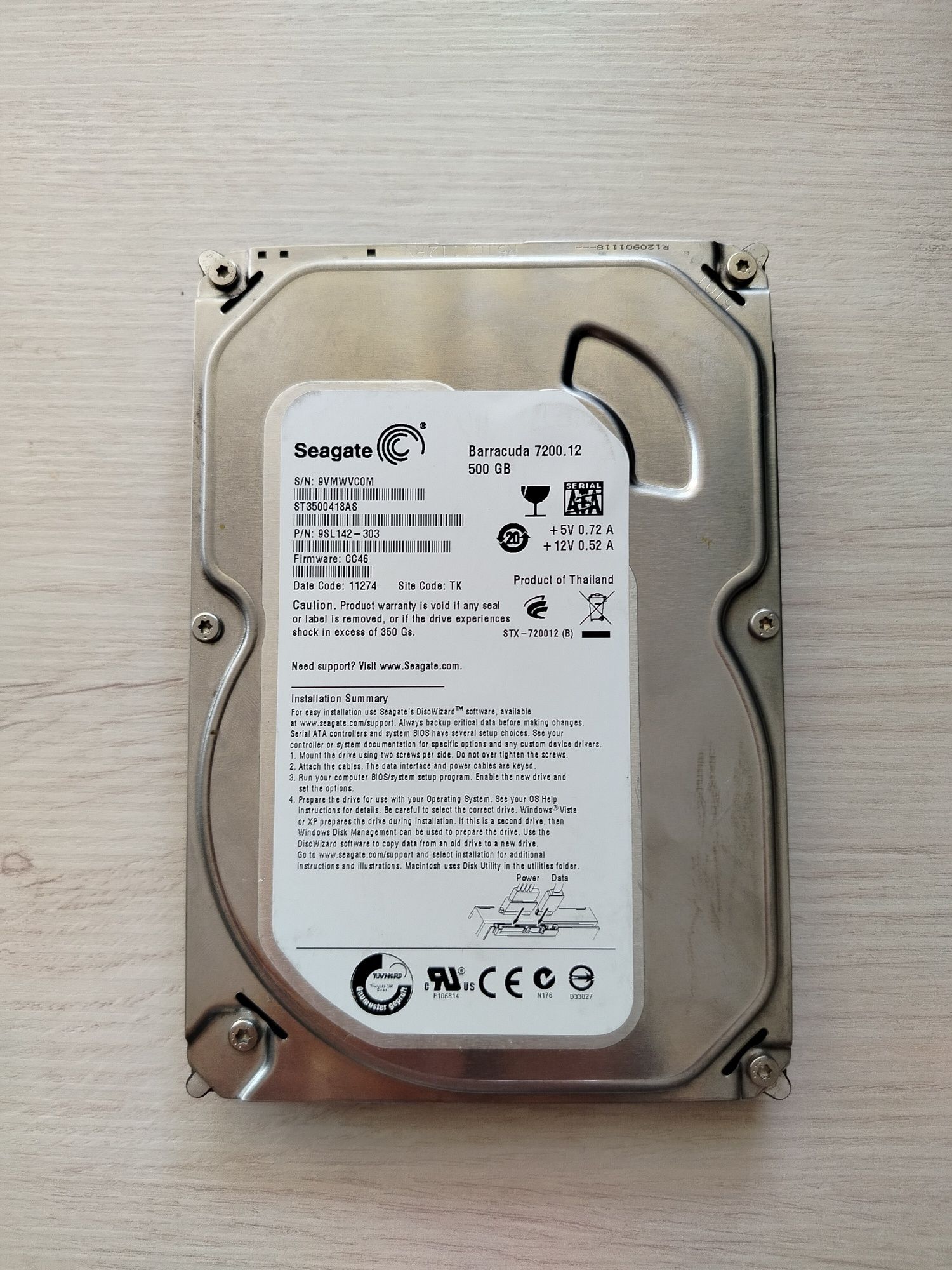 HDD диск seagate 500GB