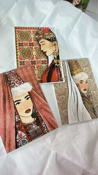 Блокнот с изоброжением казахскими девушками, этно блокнот