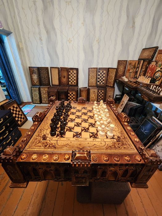 Шахматы нарды ручной работы "Замок" размер 70х70