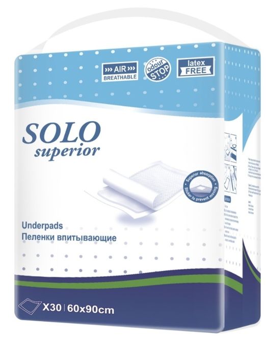 Solo superior простыня одноразовая superior голубой 60х90 см , 30шт