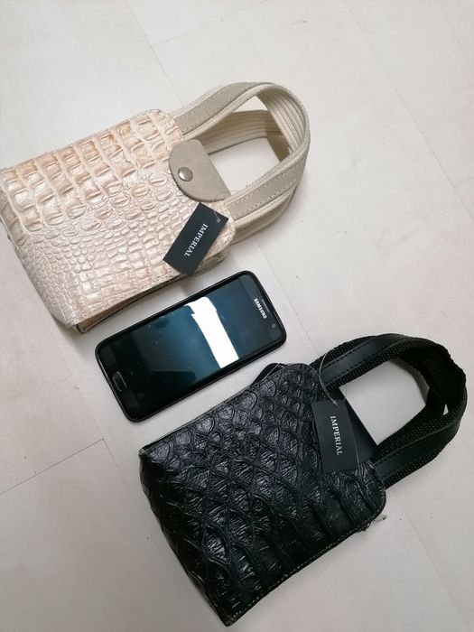 Кожена мини чанта от естествена кожа унисекс Крокодилска кожа