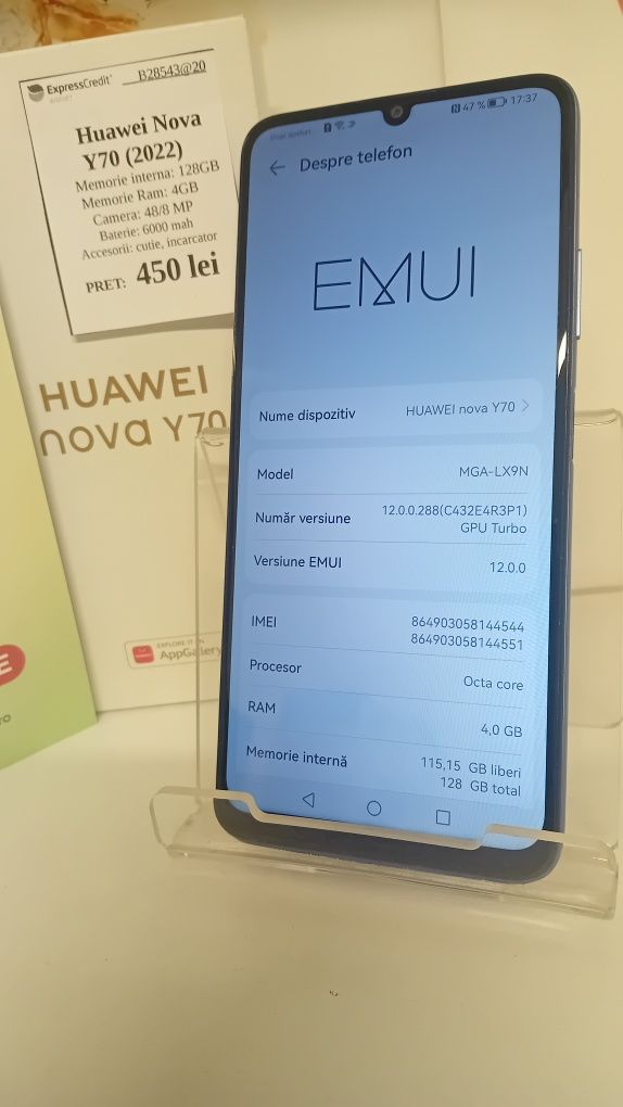 Huawei Nova Y70 4/128Gb (AG20 Dancu/b28543*20) Garantie 2 ani!
