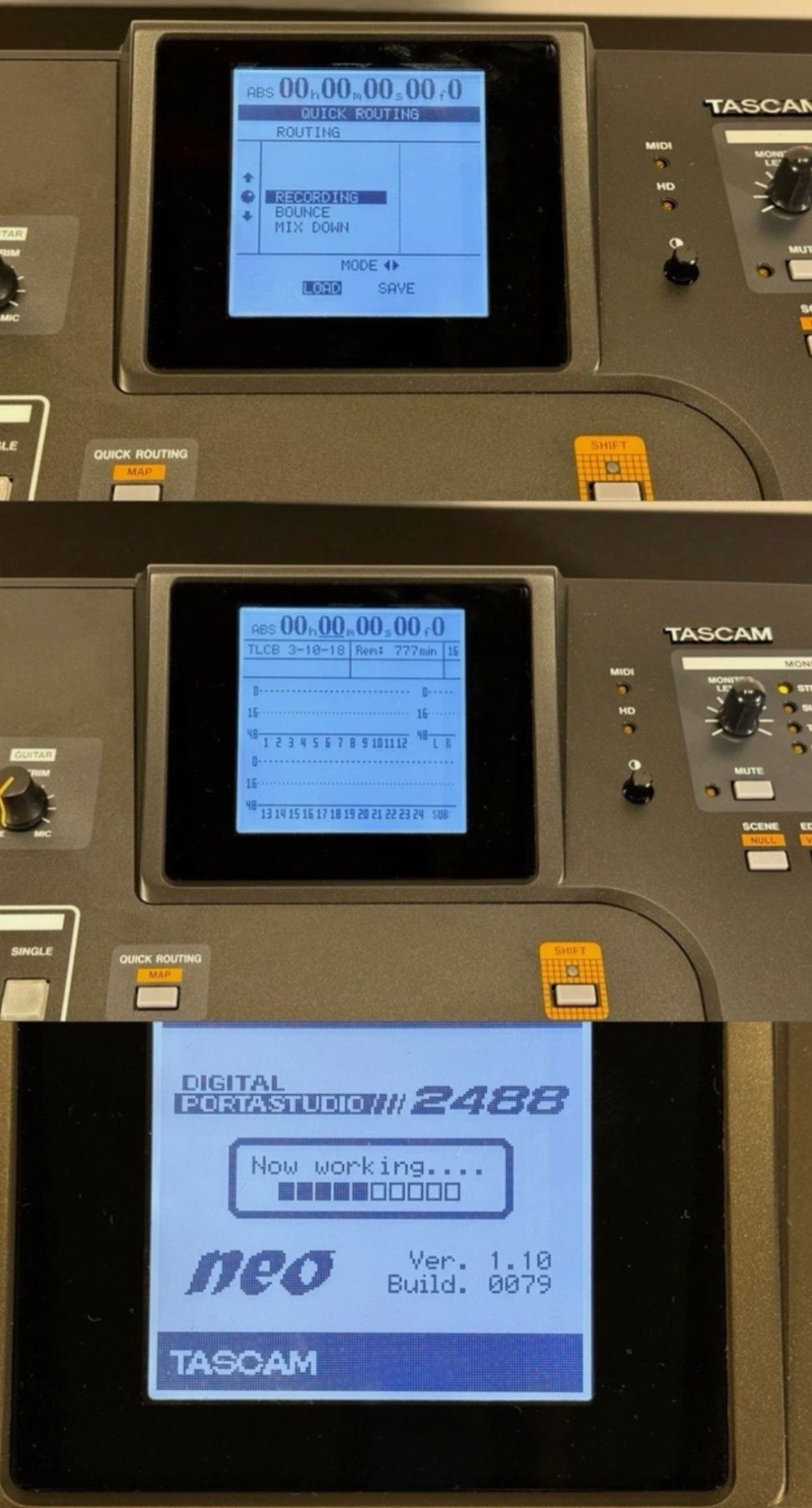 Студиен рекордер Tascam 2488neo; студиен микрофон Presonus M7; стойка