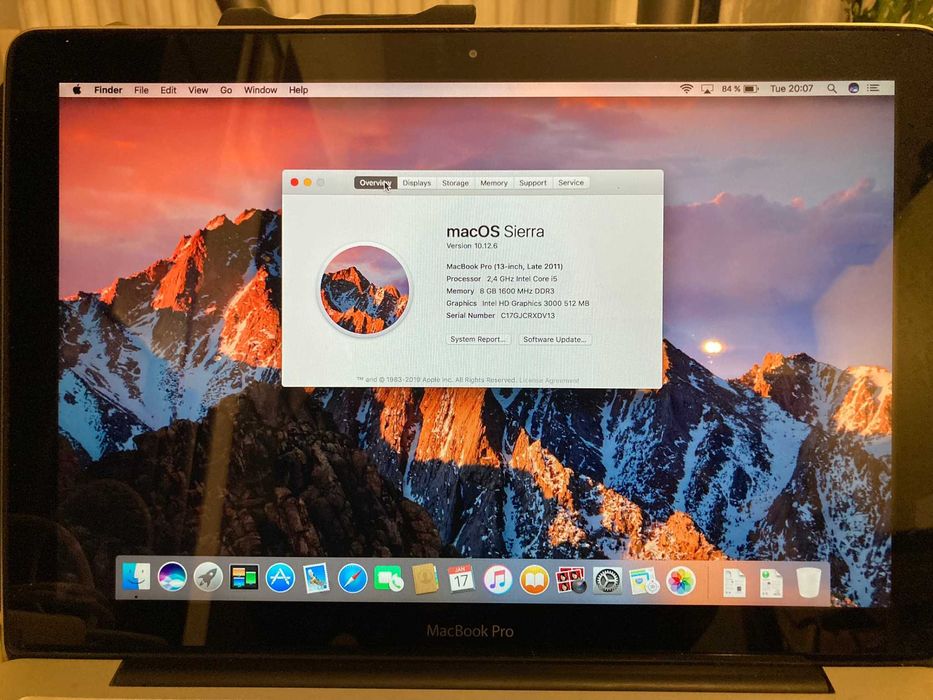 MacBook PRO 13" Core i5-2,4Ghz, Mem.8Gb, SSD 240 Gb, Late 2011