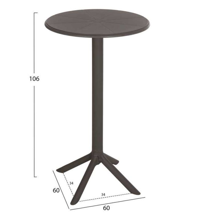 Бар маса,ROUND TERRIN,Черен,Зелен,Сив,Бял,Капучино,Пластмаса,61х107см.