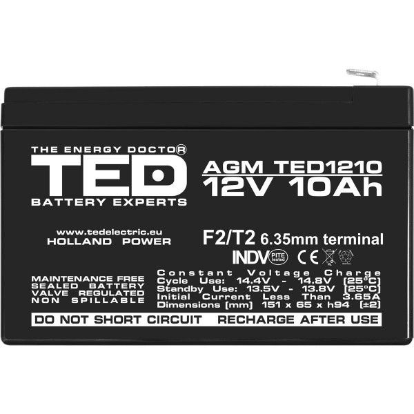 Acumulator, Baterie 12V 10Ah F2, TED Electric TED002730