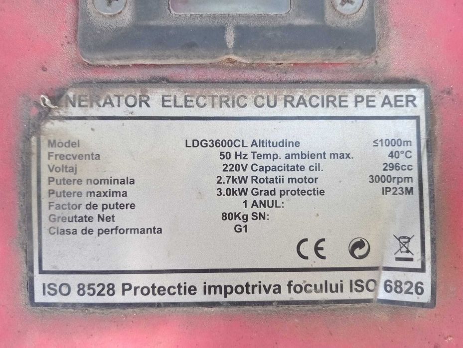 generator 220V diesel motorina  functional cu rotorul defect