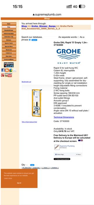 Cadru WC Grohe DAL robust