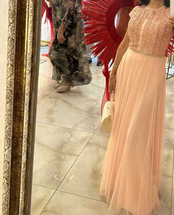 Нежное вечернее платье в пудровом цвете!наряд на праздник,той,свадьбу