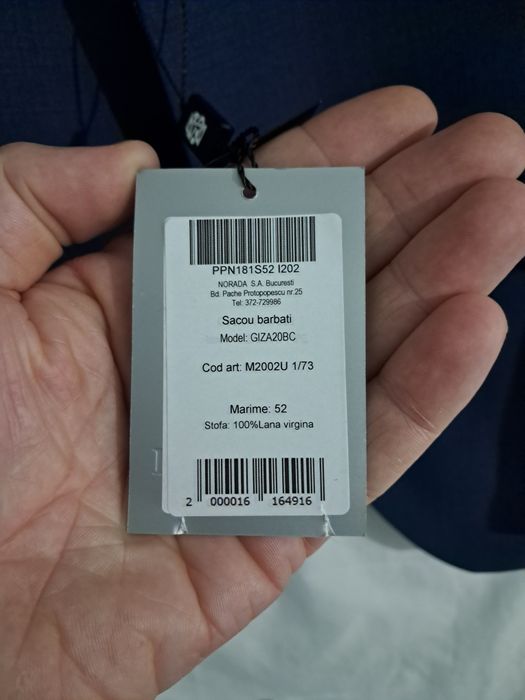 Sacou Seroussi nou nepurtat 52, 100% lana