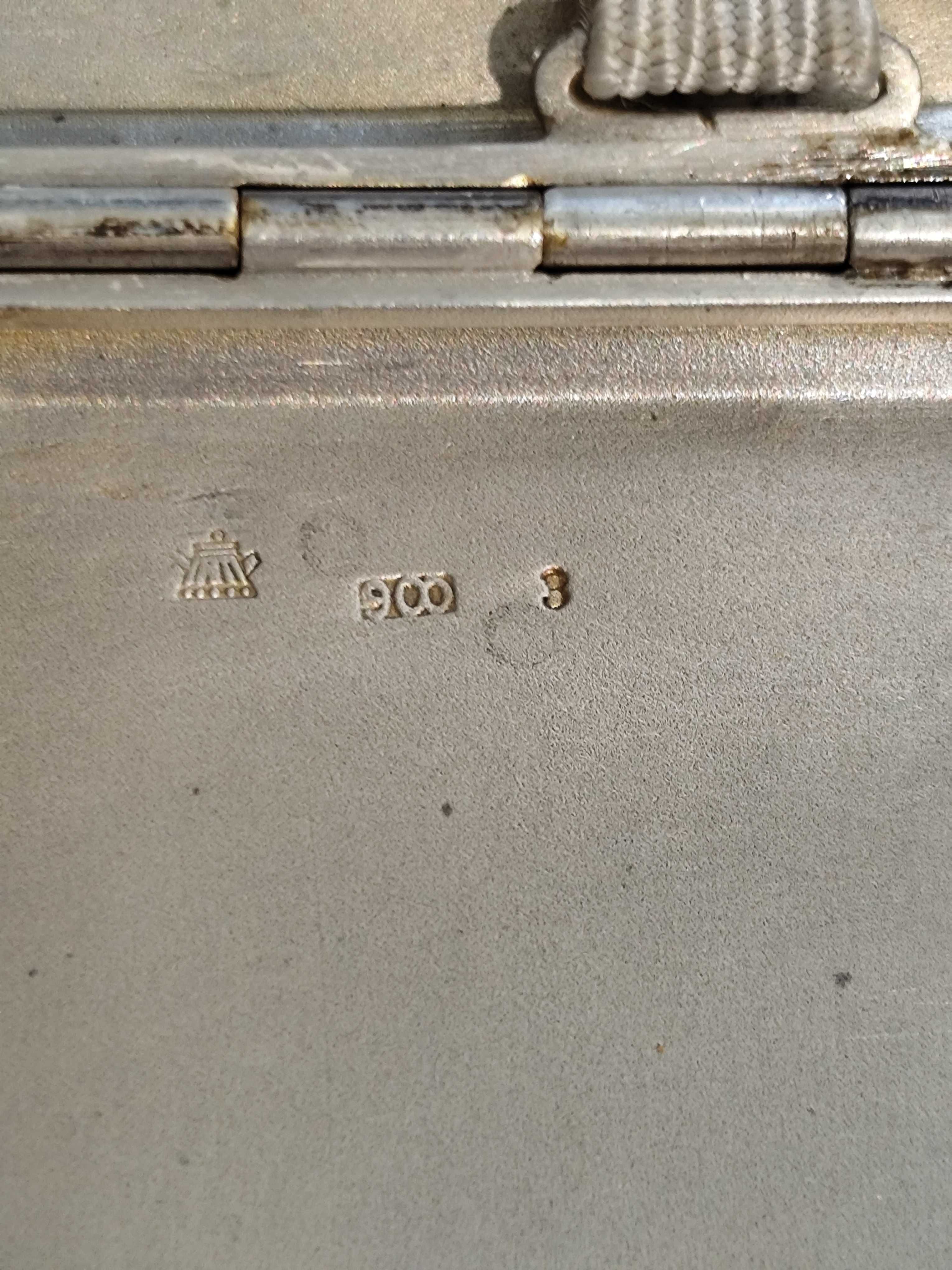 abachera vintage din argint masiv 900, gravată, datată 1928