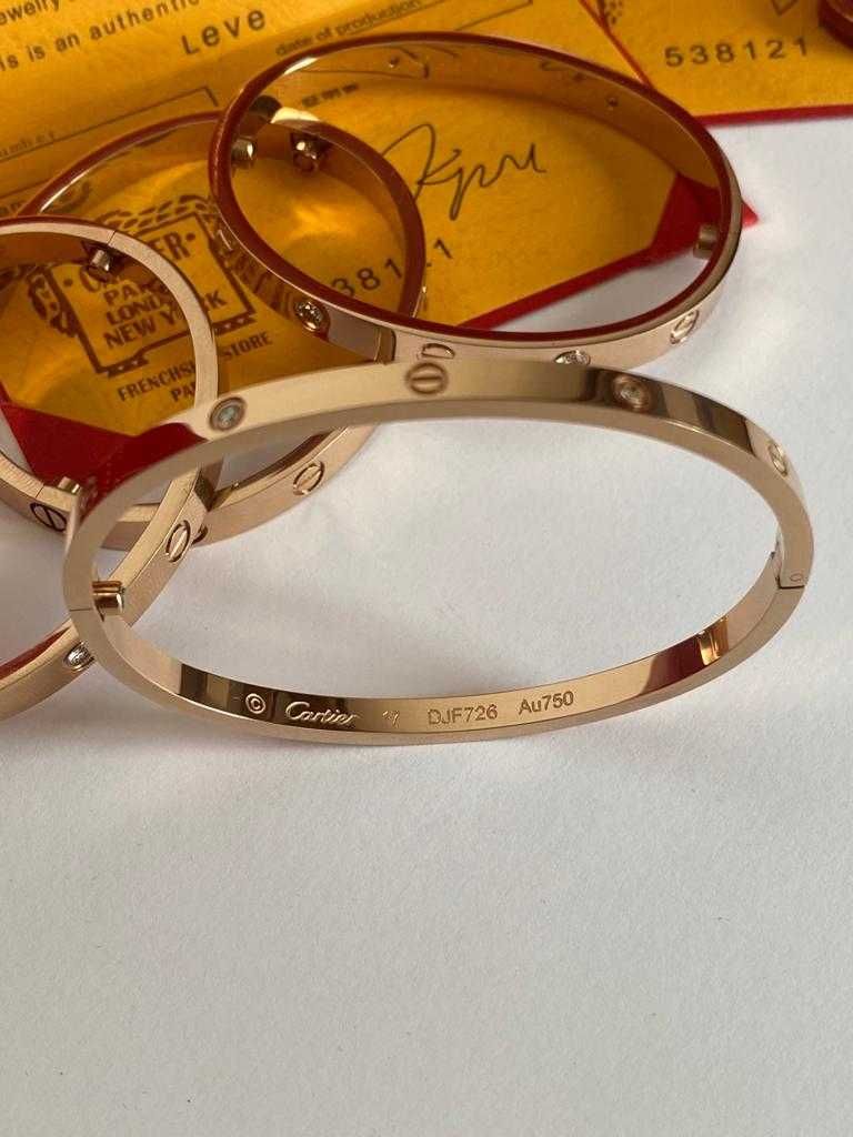 Brățară model slim Cartier LOVE 17 Rose Gold 750 Diamond