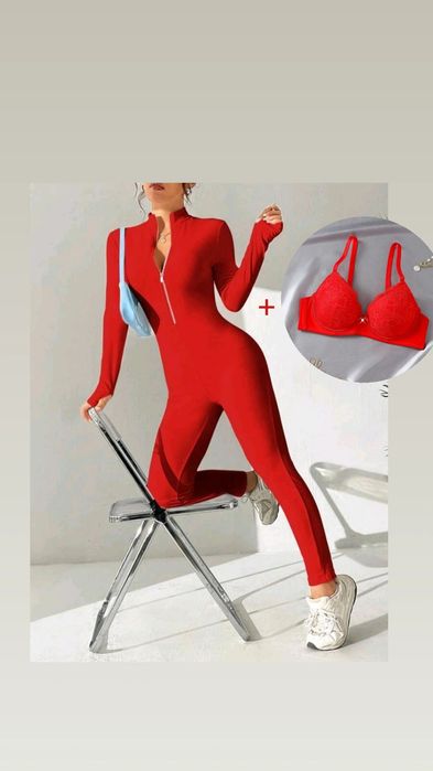 Salopetă roșie fitness/sport+sutien