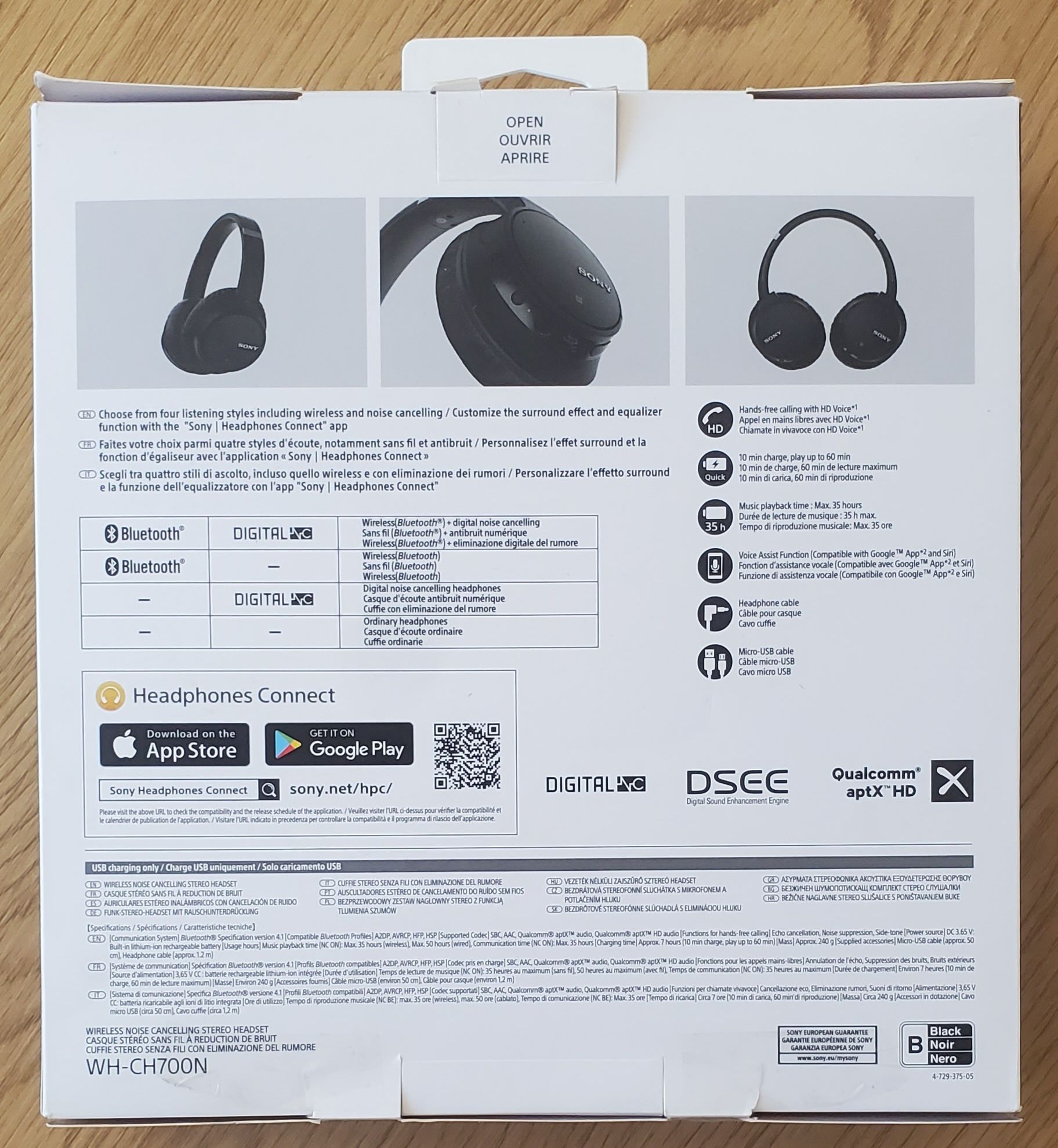 Хедсет: Sony WH-CH700N BT - Черни