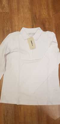 Бяла памучна блуза тип лакоста