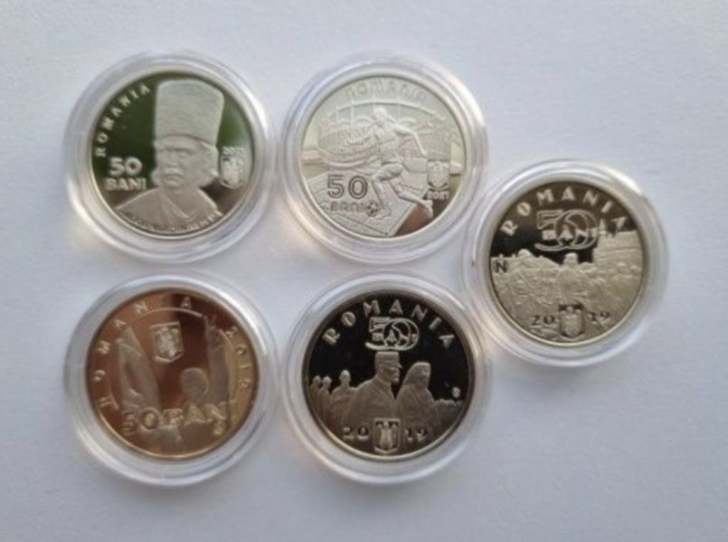 Lot 5 monede 50 bani proof colectionare