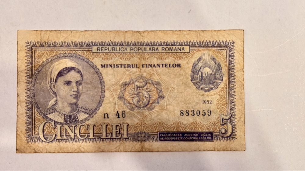 Bancnota 5 lei 1952