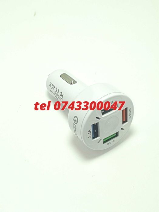 Incarcator Universal Masina Auto 4 Porturi Bricheta Usb Qc Fastcharge