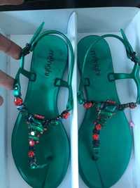 Изумрудени сандали с цветни рубинени камъни, НОВИ от Pepina-Бургас