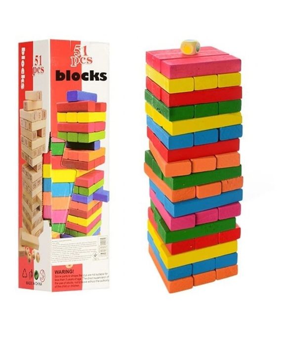 настольная игра Дженга состоит из 54 деревянных блоков