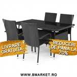 Set mobilier gradina/terasa 4 scaune si masă 150 x 90 Negru s au Bej