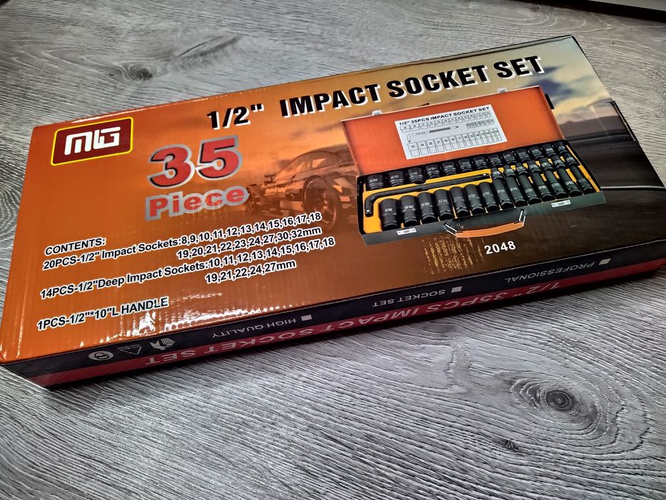 Trusă Tubulare impact Lungi + Scurte 35 Piese, 1/2