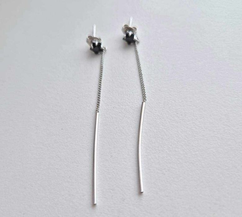 Cercei lungi argint suflat cu aur