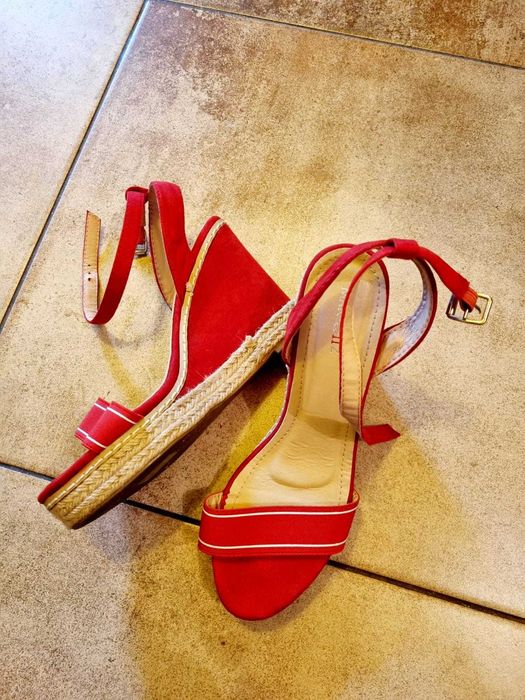 Sandale sexy de vara rosii cu platforma