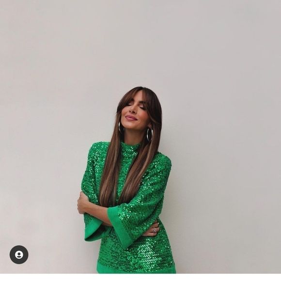 Зелена блуза с пайети ZARA