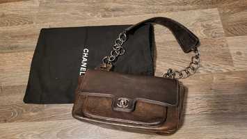 Chanel geanta piele maro autentica