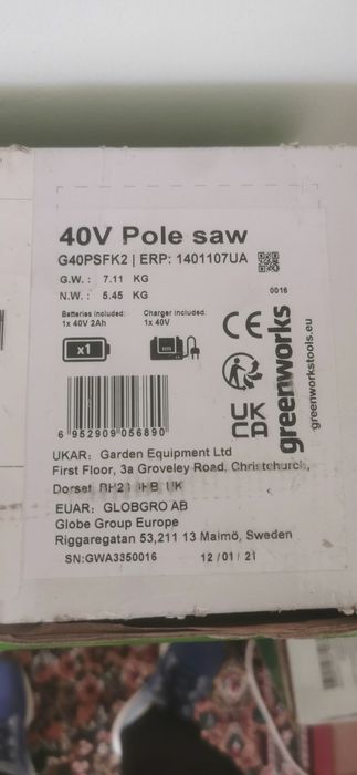 Greenworks 40v pole saw