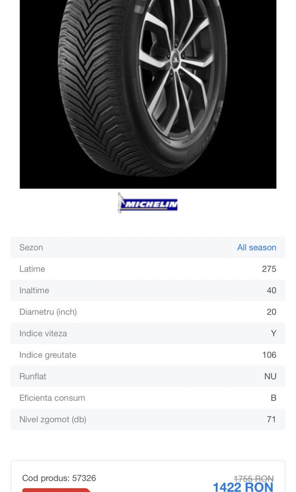 275 40 r20 michelin, de vanzare doua anvelope noi.