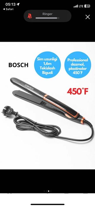 BOSCH soch tekislaydigan dazmol LCD displeyli