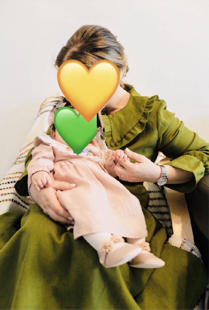 Vând rochie din in prespalat Stellar, Moss Green