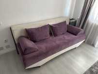 Canapea extensibila mov si alb 0.8 x 2 m