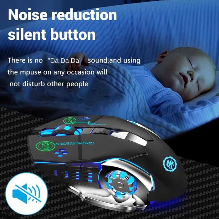 Mouse Wireless Reîncărcabil pt Gaming Bluetooth Multi Led fara fir USB