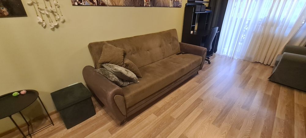 Canapea 3 locuri extensibila verde olive