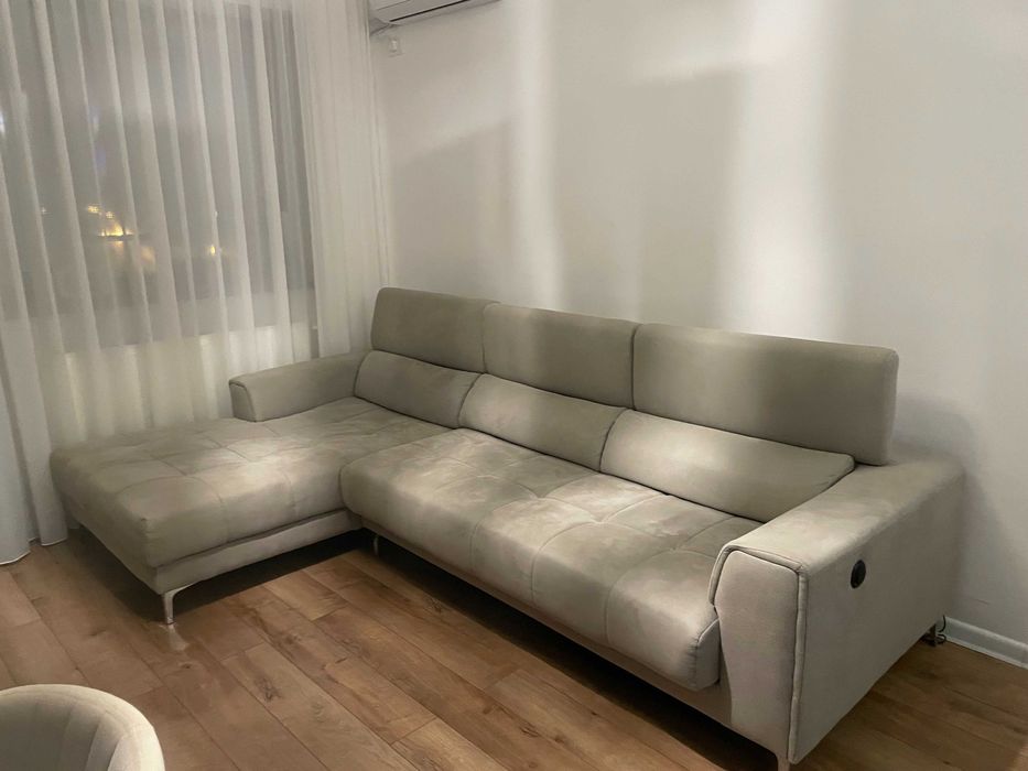 Coltar extensibil electric 3 locuri,sezlong stanga,stofa,Mobexpert