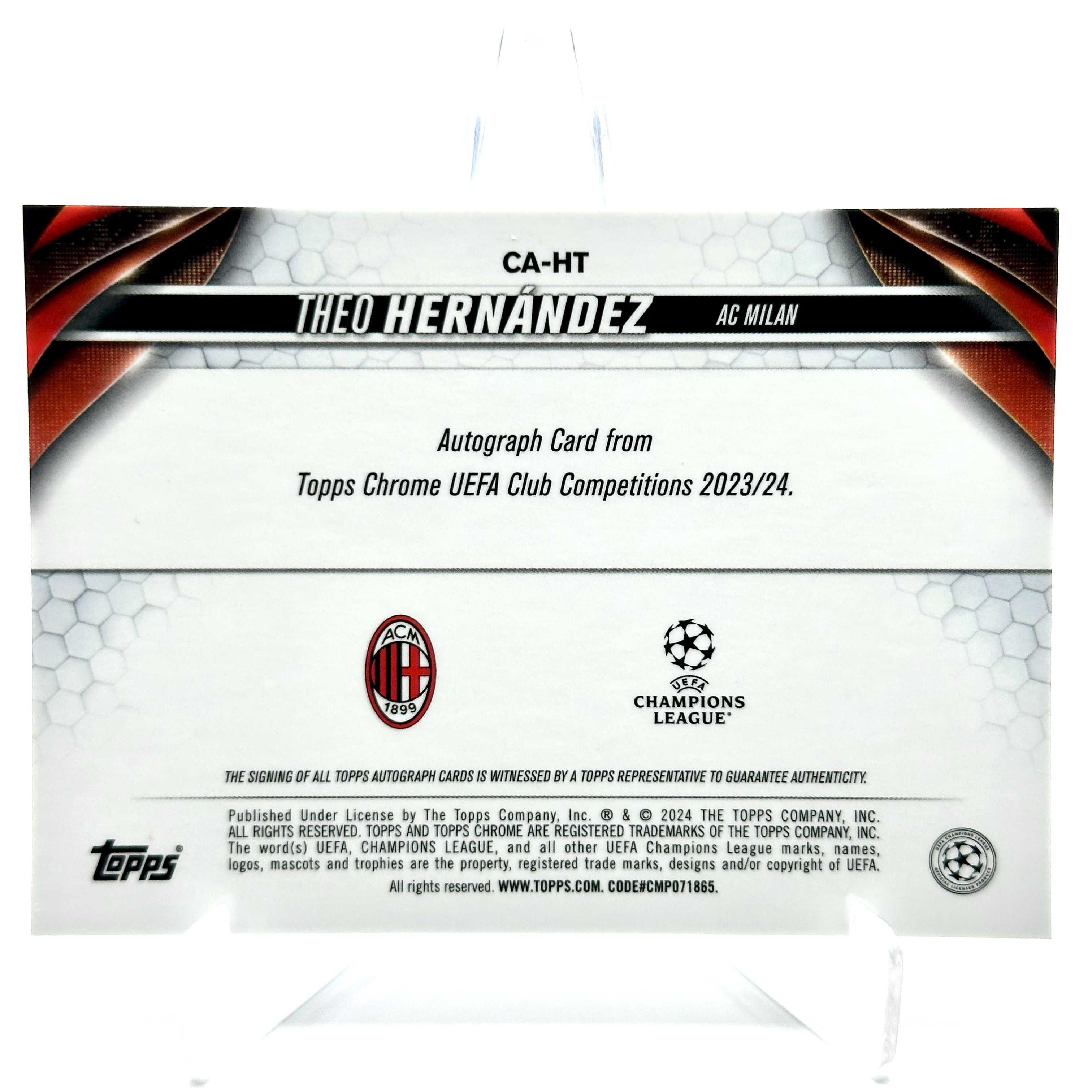 Cartonas de fotbal Theo Hernandez/150 2023 Topps Autograf  AC Milan