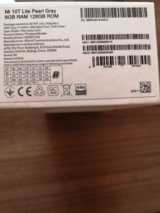 XIAOMI Mi 10T Lite 128GB Dual PEARL GRAY. 128/6